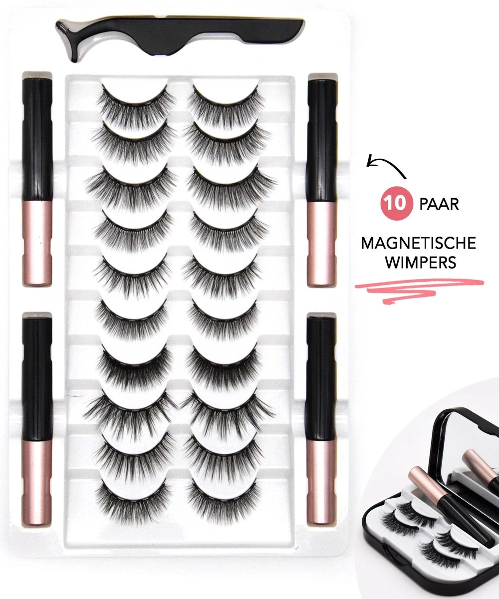 Qproducts Magnetische Wimpers - Nepwimpers - Wimperset Van 10 Wimpers 4 Eyeliners En Pincet - Inclusief Wimper Bewaardoos Met Ingebouwd Spiegeltje - Magneet Wimpers - Magnetic Lashes 1 Qproducts Magnetische Wimpers - Nepwimpers - Wimperset Van 10 Wimpers 4 Eyeliners En Pincet - Inclusief Wimper Bewaardoos Met Ingebouwd Spiegeltje - Magneet Wimpers - Magnetic Lashes