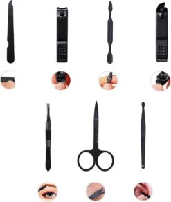 Fritzline© Manicureset 7 Delig - Nagelset Incl. Nagelvijl & Nagelknipper - Nagel Verzorging - Zwart -Cosmetica Winkel 1014x1200