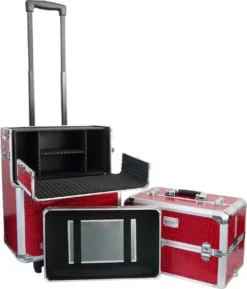 Veronica NAIL-PRODUCTS Aluminium Nagel Trolley 3 In 1 CROCO ROOD, Pedicure, Manicure. Ook Als Sinterklaas Trolley, Trolly, Koffer! -Cosmetica Winkel 1027x1200 2