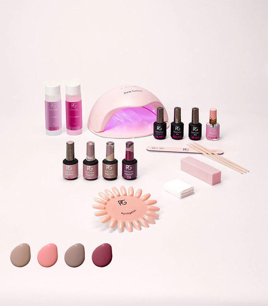 Pink Gellac - Starterset Premium Uncovered Met 4 Kleuren En LED Lamp + Manicure Set 10 Pink Gellac - Starterset Premium Uncovered Met 4 Kleuren En LED Lamp + Manicure Set - Afbeelding 10
