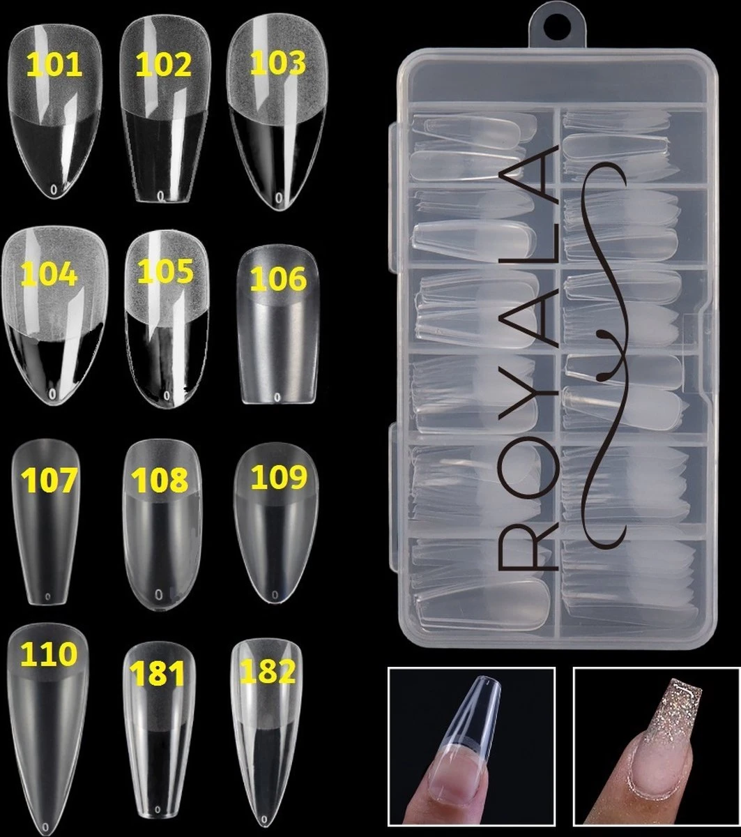 Royala 110 - Waterdrop Binnen En Buiten Full Frosted - Full Cover - Nageltips - Nepnagels - Plaknagels - In Assortimentsbox - 120 Stuks 12 Maten - Voor Gellak Acrylnagellak En PolyGel Nagels - Royala Frosted Tips Line 3 Royala 110 - Waterdrop Binnen En Buiten Full Frosted - Full Cover - Nageltips - Nepnagels - Plaknagels - In Assortimentsbox - 120 Stuks 12 Maten - Voor Gellak Acrylnagellak En PolyGel Nagels - Royala Frosted Tips Line - Afbeelding 3