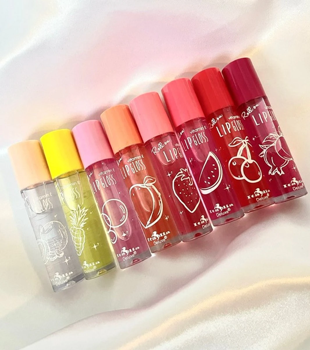 Lipgloss Fruit - Italia Deluxe - Vitamine E - Roll On - Per Stuk 1 Lipgloss Fruit - Italia Deluxe - Vitamine E - Roll On - Per Stuk