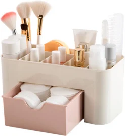 IBright Make-Up Organizer Met Lade - Cosmetica Opbergdoos - Bureau Organizer - Roze -Cosmetica Winkel 1098x1200