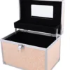 Merkloos Beauty Vanity Case - Make Up Koffer - Roze Met Glitters - Met Spiegel En Extra Opbergvak