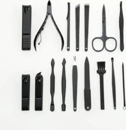 Fritzline© Professionele Manicureset 16-delig | Nagelset Incl. Nagelvijl & Nagelknipper | Lederen Blauwe Etui | Manicure Pedicure Set -Cosmetica Winkel 1167x1200