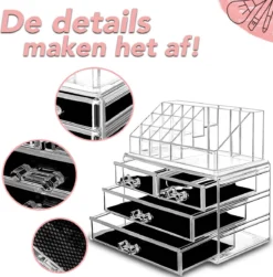 AWEMOZ Make-Up Organizer - Beauty Organizer Voor Make Up - Opbergbox - Opbergdoos Cosmetica - Sieradendoos - 20 Opbergvakken - Nagellak - Lippenstift - Transparant - Cadeau Voor Vrouw -Cosmetica Winkel 1180x1200 3