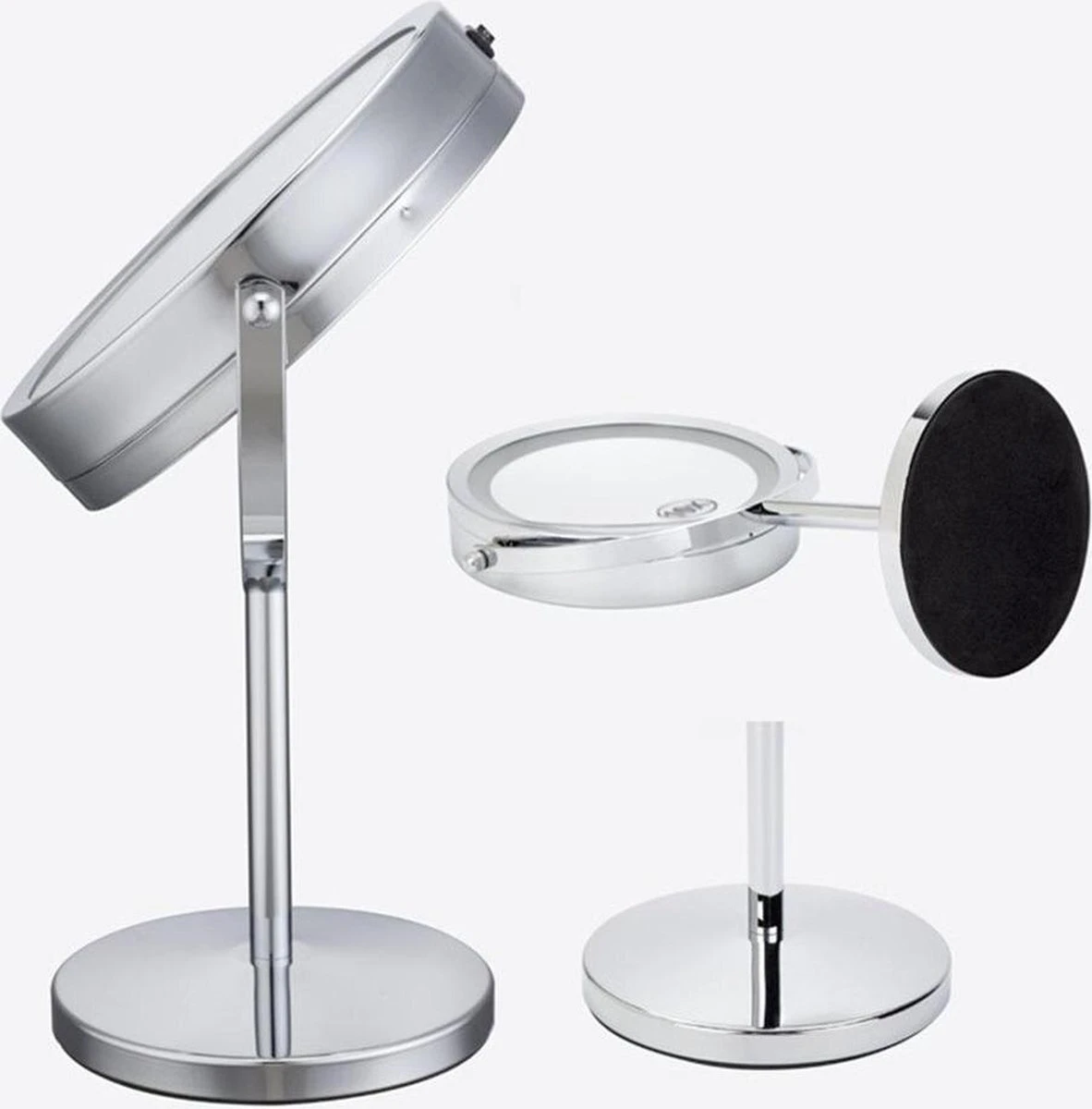 A&K Make Up Spiegel Met Ringverlichting | LED Verlichting | Scheerspiegel - Zilver 7 A&K Make Up Spiegel Met Ringverlichting | LED Verlichting | Scheerspiegel - Zilver - Afbeelding 7