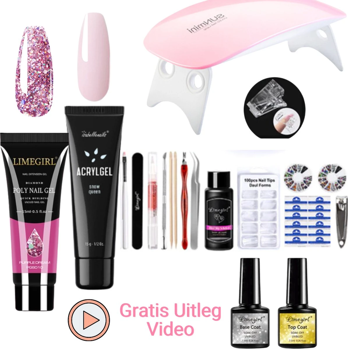 Merkloos Polygel Set, Kado Vrouw, Polygel Kit, Polygel Starterset, Polygel, Gellak Starterset, Polygel, Polygel Kit , UV LED Lamp - 6 Kleuren - Nagelverlenging - Nagelversteviging - Manicure Set - Gel Nagellak - Incl Tasje 1 Merkloos Polygel Set, Kado Vrouw, Polygel Kit, Polygel Starterset, Polygel, Gellak Starterset, Polygel, Polygel Kit , UV LED Lamp - 6 Kleuren - Nagelverlenging - Nagelversteviging - Manicure Set - Gel Nagellak - Incl Tasje