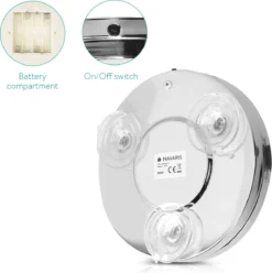 Navaris LED Make-up Spiegel - Vergrotende Cosmeticaspiegel - 360° Draaibaar - 5x Vergroting - Met Zuignap - Badkamerspiegel - Reisspiegel - Zilver -Cosmetica Winkel 1196x1200 5