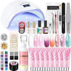 Polygel- Polygel Kit- Polygel Nagels- Polygel Starter Set - RH0594： Thin Nail File 1 Grey Nail File 1 48W White Nail Dryer Helmet Lamp 220V 1 Curved Tweezers 1 Glass Cup 1 Cuticle Fork 1 Cuticle Pusher 1 Nail Cutter 1 Dual End Nail Brush 1 8G Nail Gl