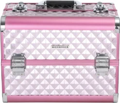 Homeza® Cosmetica Koffer - Make-up Doos - Visagie Koffer - Roze-Zilver