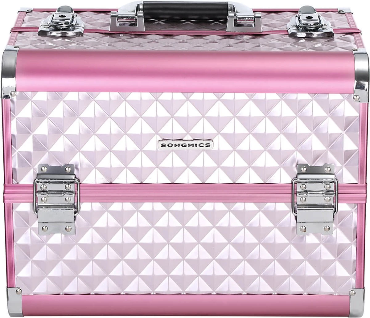 Homeza® Cosmetica Koffer - Make-up Doos - Visagie Koffer - Roze-Zilver 1 Homeza® Cosmetica Koffer - Make-up Doos - Visagie Koffer - Roze-Zilver