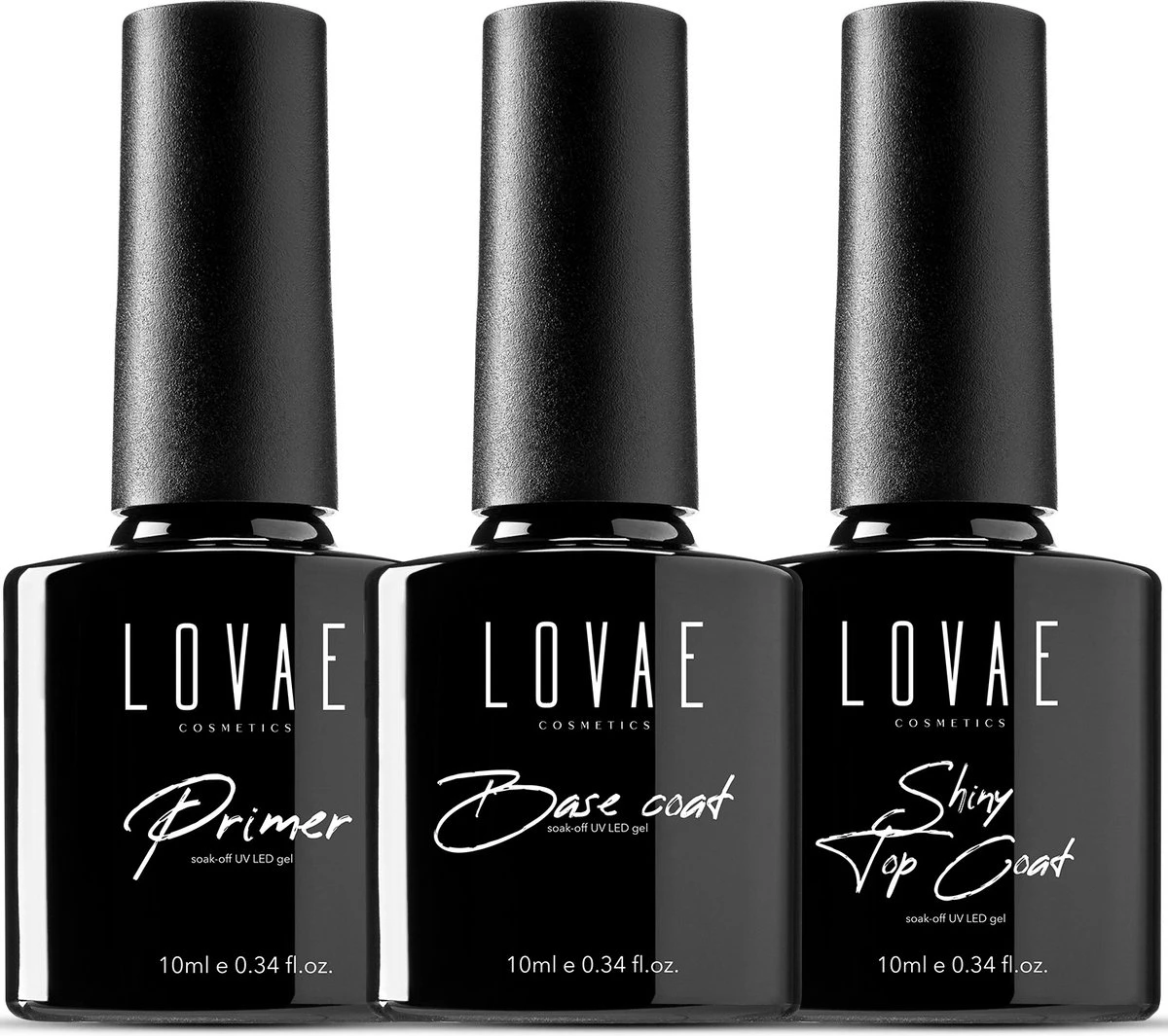 Lovae Cosmetics Gellak - Starterspakket - Base Coat - Primer - Shiny Top Coat - 10ML 1 Lovae Cosmetics Gellak - Starterspakket - Base Coat - Primer - Shiny Top Coat - 10ML