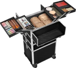 XXL PRO Visagie Beauty Case Koffer Trolley - Nagelkoffer Op Wielen Voor Makeup Of Cosmetica - Grote Uitklapbare Opbergsysteem Nagel Styliste Kapster - Zwart 11 XXL PRO Visagie Beauty Case Koffer Trolley - Nagelkoffer Op Wielen Voor Makeup Of Cosmetica - Grote Uitklapbare Opbergsysteem Nagel Styliste Kapster - Zwart -Cosmetica Winkel 1200x1090