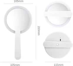 Merkloos Make Up Spiegel Met Led Verlichting - Verzorging Spiegel - Luxe Handspiegel - Zakspiegel - Sterke Handvat -Wit -Cosmetica Winkel 1200x1091