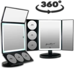 GROTE, Drieluik LED Make-up Spiegel Touch Knop En Dimmer 1, 3, 5 En 10 Maal Vergroting Inclusief Usb Kabel, Spiegels 8 GROTE, Drieluik LED Make-up Spiegel Touch Knop En Dimmer 1, 3, 5 En 10 Maal Vergroting Inclusief Usb Kabel, Spiegels -Cosmetica Winkel 1200x1096 2