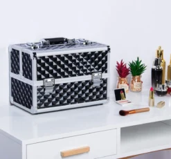 Make-upkoffer, Kapperskoffer, Cosmeticakoffer, Lege Nagelkoffer, Multikoffer, Afsluitbaar Voor Nageldesign/massageolie/fotoapparatuur, 34,7 X 22,2 X 25 Cm HMTM-YAHEE-411176 -Cosmetica Winkel 1200x1116 1