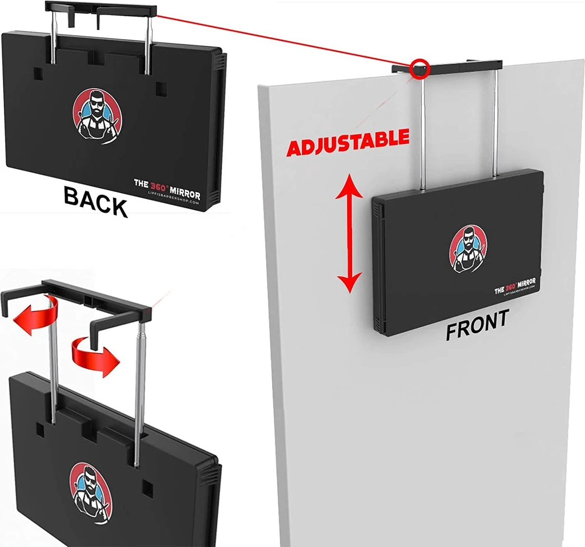 360 ° Graden Spiegel - SELF Cut Mirror System - DRIE Zijspiegel Voor Zelfknippend Haar Met In Hoogte Verstelbare Telescopische Haken (360 Spiegels Met LED-verlichting) (Slechts 360 Spiegels) 4 360 ° Graden Spiegel - SELF Cut Mirror System - DRIE Zijspiegel Voor Zelfknippend Haar Met In Hoogte Verstelbare Telescopische Haken (360 Spiegels Met LED-verlichting) (Slechts 360 Spiegels) - Afbeelding 4