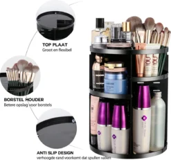 ESSIBLE Make-Up Organizer - 360° Roterend - Opbergbox - Opbergdoos Cosmetica - Sieradendoos - Nagellak - Lippenstift - Zwart -Cosmetica Winkel 1200x1122 1