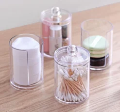 Without Lemon - Wattenstaafjes En Wattenschijfjes Houder - Dubbel Transparant Opberghouder - Opbergdoosje - Makeup Organizer - Open En Dichte Houder - Met Deksel - Stapelbaar -Cosmetica Winkel 1200x1123 3