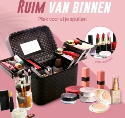 Make Up Koffer En Organizer - Beautycase Met Spiegel - Dames - Cosmetica En Visagie - Zwart 17 Make Up Koffer En Organizer - Beautycase Met Spiegel - Dames - Cosmetica En Visagie - Zwart -Cosmetica Winkel 1200x1131 3