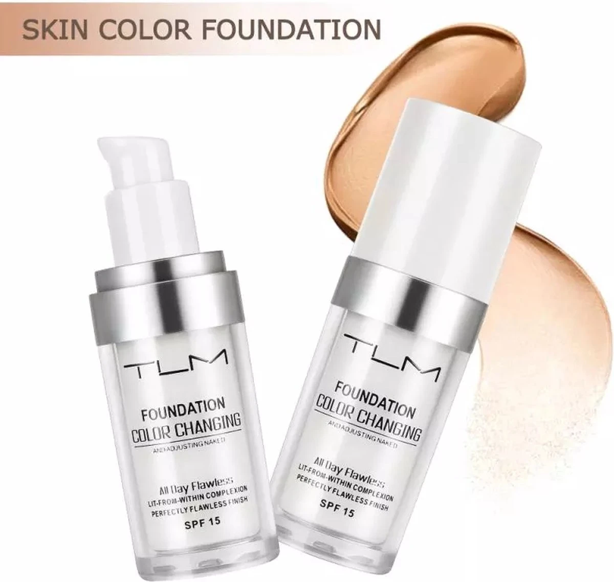Merkloos 100% Originele Kleurveranderende Foundation Color Changing Foundation Past Zich Aan Aan De Huidskleur Met Spf 15 2 Merkloos 100% Originele Kleurveranderende Foundation Color Changing Foundation Past Zich Aan Aan De Huidskleur Met Spf 15 - Afbeelding 2