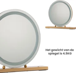 Nuvoo Make-up Spiegel - Visagie Spiegel - Hollywood Spiegel - Diameter 50cm - 3 Licht Tinten - Dimbaar - USB Telefoonoplader - Goud -Cosmetica Winkel 1200x1152 2