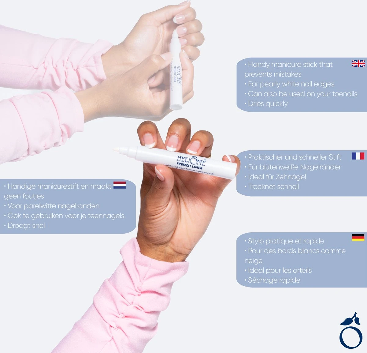 Herome French Liner - Manicurestift - Creëer Witte Nagelranden In Een Handomdraai - 5ml. 3 Herome French Liner - Manicurestift - Creëer Witte Nagelranden In Een Handomdraai - 5ml. - Afbeelding 3