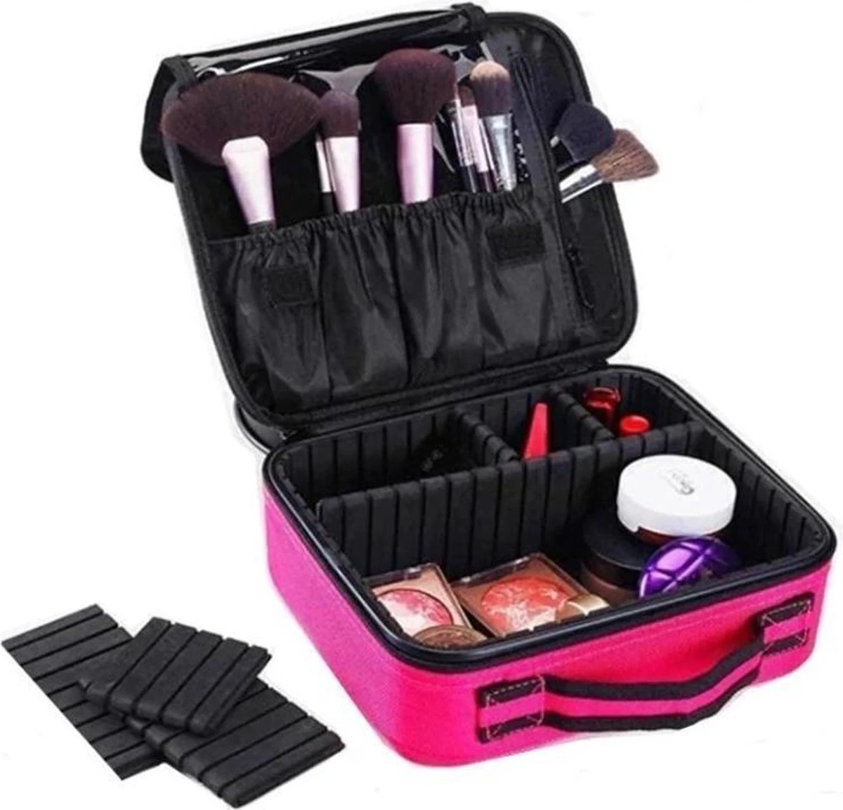 Cosmetica Koffer - Make-up Koffer Met Verstelbare Vakken - Visagie En Nagelstyliste Beauty Koffer - 26x23x9CM - Roze 12 Cosmetica Koffer - Make-up Koffer Met Verstelbare Vakken - Visagie En Nagelstyliste Beauty Koffer - 26x23x9CM - Roze - Afbeelding 12