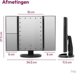 Gadgy Make Up Spiegel – Spiegel Verlichting – Moederdag Cadeautje - Cosmetica Spiegel - Scheerspiegel - Staand Met 2 Vergrootspiegels - Op Batterijen Of USB (kabel Incl) -Cosmetica Winkel 1200x1162 2