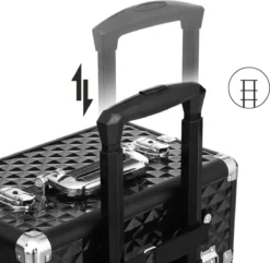 Merkloos Trolley, Make-up Koffer, Cosmetische Koffer, Voor Nageldesign, Make-up Organizer, Koffer Met Draagtas, Zwart JHZ04B -Cosmetica Winkel 1200x1170 20