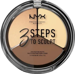 NYX Professional Makeup 3 Steps To Sculpt Face Sculpting Palette - Light 3STS02 - Highlighter En Contouring Make-up - 15 Gr