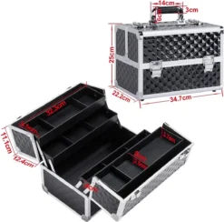 Make-upkoffer, Kapperskoffer, Cosmeticakoffer, Lege Nagelkoffer, Multikoffer, Afsluitbaar Voor Nageldesign/massageolie/fotoapparatuur, 34,7 X 22,2 X 25 Cm HMTM-YAHEE-411176 -Cosmetica Winkel 1200x1185 3
