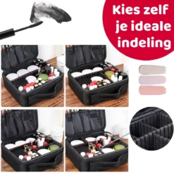Mmoods Make-up Koffer – Make Up Tas Reizen – Makeup Organizer Verstelbaar -Beautycase Waterdicht – Make-up Tasje Voor Onderweg – Toilettas Voor Cosmetica Zwart -Cosmetica Winkel 1200x1197 11