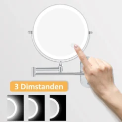 360° Draaibaar LED Scheerspiegel Met 5X Vergroting - 3 Lichtstanden - Dimstanden - Badkamerspiegel Met Natuurlijk Licht - Make-up Spiegel - Draadloos - Werkt Op Batterijen -Cosmetica Winkel 1200x1198 22