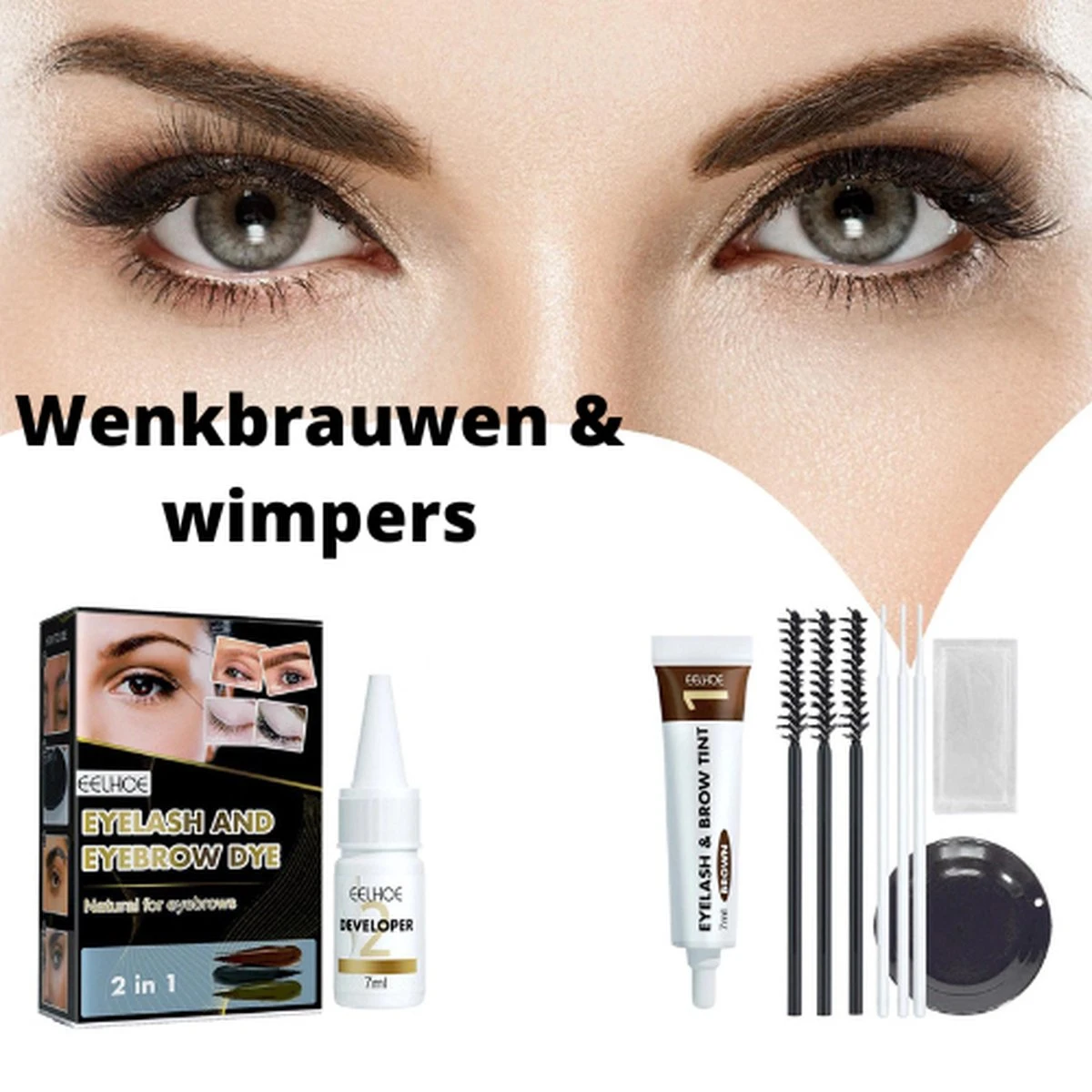 2 In 1 - Henna Wenkbrauwverf En Wimperverf - Bruin - Henna Brows - DIY Henna Brows Kit - Starterspakket 4 2 In 1 - Henna Wenkbrauwverf En Wimperverf - Bruin - Henna Brows - DIY Henna Brows Kit - Starterspakket - Afbeelding 4