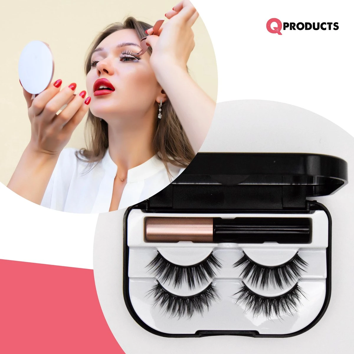 Qproducts Magnetische Wimpers - Nepwimpers - Wimperset Van 10 Wimpers 4 Eyeliners En Pincet - Inclusief Wimper Bewaardoos Met Ingebouwd Spiegeltje - Magneet Wimpers - Magnetic Lashes 7 Qproducts Magnetische Wimpers - Nepwimpers - Wimperset Van 10 Wimpers 4 Eyeliners En Pincet - Inclusief Wimper Bewaardoos Met Ingebouwd Spiegeltje - Magneet Wimpers - Magnetic Lashes - Afbeelding 7