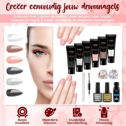 Luneya Polygel Kit - Black Pink Edition - 6 Kleuren - Polygel Nagels Starterspakket - Tasje - Incl. UV LED Lamp -Cosmetica Winkel 1200x1200 195