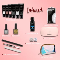 Luneya Polygel Kit - Black Pink Edition - 6 Kleuren - Polygel Nagels Starterspakket - Tasje - Incl. UV LED Lamp -Cosmetica Winkel 1200x1200 197