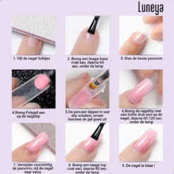 Luneya Polygel Kit - Black Pink Edition - 6 Kleuren - Polygel Nagels Starterspakket - Tasje - Incl. UV LED Lamp -Cosmetica Winkel 1200x1200 201