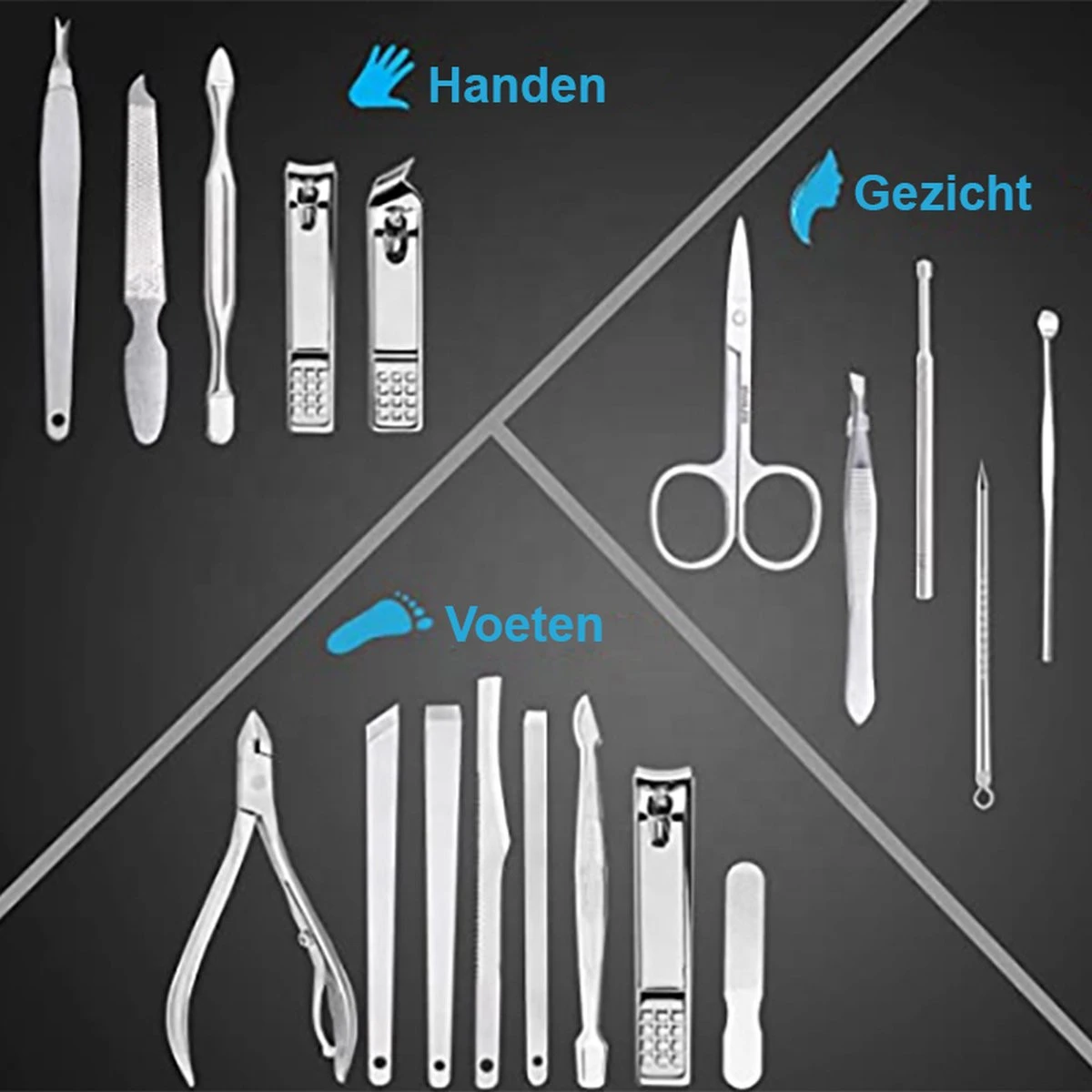 Nagelknipper Set – 18-Delige Pedicure En Manicure Sets Nagelaccessoires – Nagelset – Nagelverzorging Kit – Reisset Zwart 3 Nagelknipper Set – 18-Delige Pedicure En Manicure Sets Nagelaccessoires – Nagelset – Nagelverzorging Kit – Reisset Zwart - Afbeelding 3