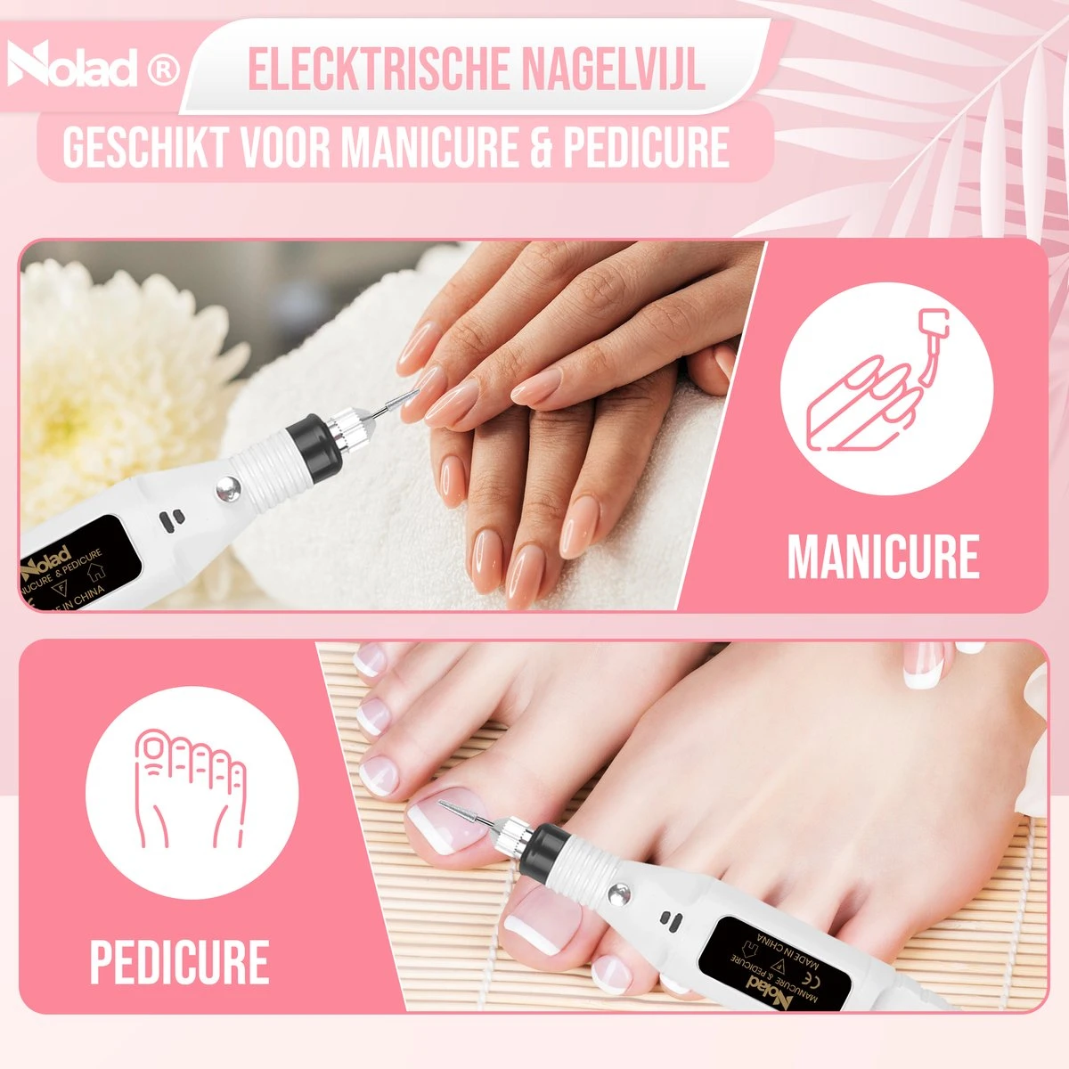 Nolad® Elektrische Nagelvijl - Nagelvijlen - Nagelaccessoires - Wit 3 Nolad® Elektrische Nagelvijl - Nagelvijlen - Nagelaccessoires - Wit - Afbeelding 3