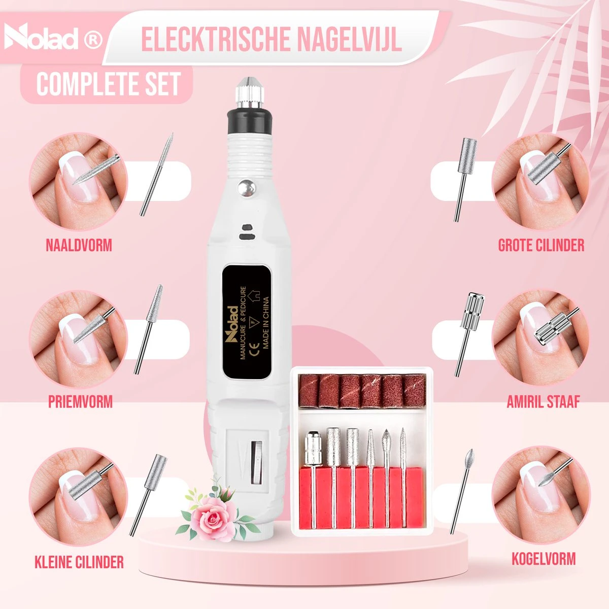 Nolad® Elektrische Nagelvijl - Nagelvijlen - Nagelaccessoires - Wit 4 Nolad® Elektrische Nagelvijl - Nagelvijlen - Nagelaccessoires - Wit - Afbeelding 4