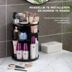 ESSIBLE Make-Up Organizer - 360° Roterend - Opbergbox - Opbergdoos Cosmetica - Sieradendoos - Nagellak - Lippenstift - Zwart -Cosmetica Winkel 1200x1200 433