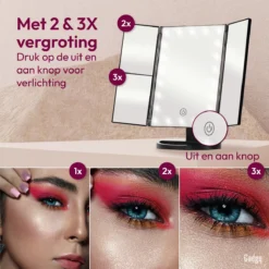 Gadgy Make Up Spiegel – Spiegel Verlichting – Moederdag Cadeautje - Cosmetica Spiegel - Scheerspiegel - Staand Met 2 Vergrootspiegels - Op Batterijen Of USB (kabel Incl) -Cosmetica Winkel 1200x1200 448