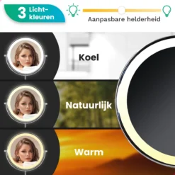 Make Up Spiegel Met Led Verlichting - 10X Vergroting - Wandspiegel Rond - Scheerspiegel Wandmodel - Badkamer - Douche - Chroom -Cosmetica Winkel 1200x1200 465