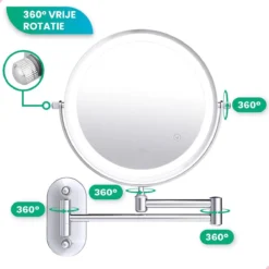 Make Up Spiegel Met Led Verlichting - 10X Vergroting - Wandspiegel Rond - Scheerspiegel Wandmodel - Badkamer - Douche - Chroom -Cosmetica Winkel 1200x1200 469