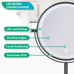 Personal Care Make Up Spiegel Met LED Verlichting - 10x Vergroting – Scheerspiegel - 3 Lichtstanden - Oplaadbaar - Zwart -Cosmetica Winkel 1200x1200 479