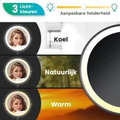 Personal Care Make Up Spiegel Met LED Verlichting - 10x Vergroting – Scheerspiegel - 3 Lichtstanden - Oplaadbaar - Zwart -Cosmetica Winkel 1200x1200 480