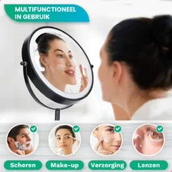 Personal Care Make Up Spiegel Met LED Verlichting - 10x Vergroting – Scheerspiegel - 3 Lichtstanden - Oplaadbaar - Zwart -Cosmetica Winkel 1200x1200 481